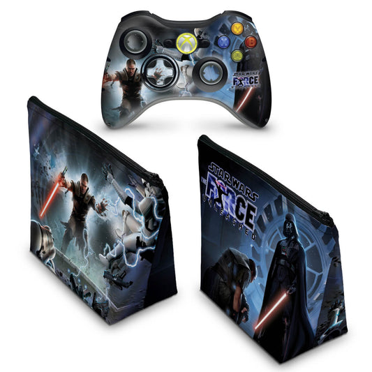 KIT Capa Case e Skin Xbox 360 Controle - Star Wars The Force