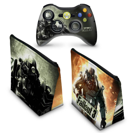 KIT Capa Case e Skin Xbox 360 Controle - Fallout 3