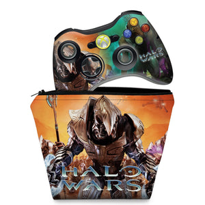 KIT Capa Case e Skin Anti-Rage Xbox 360 Controle - Halo Wars - Pop Arte Skins