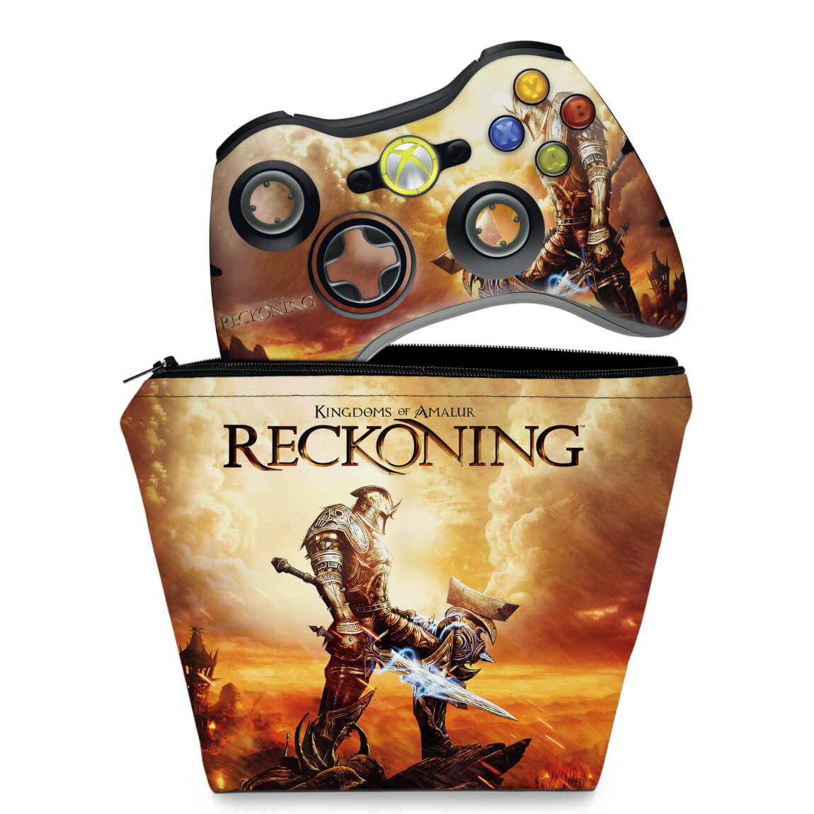 KIT Capa Case e Skin Anti-Rage Xbox 360 Controle - Reckoning