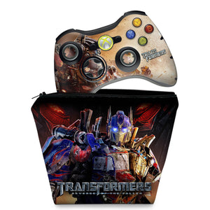 KIT Capa Case e Skin Anti-Rage Xbox 360 Controle - Transformers Revenge - Pop Arte Skins