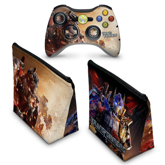KIT Capa Case e Skin Xbox 360 Controle - Transformers Revenge