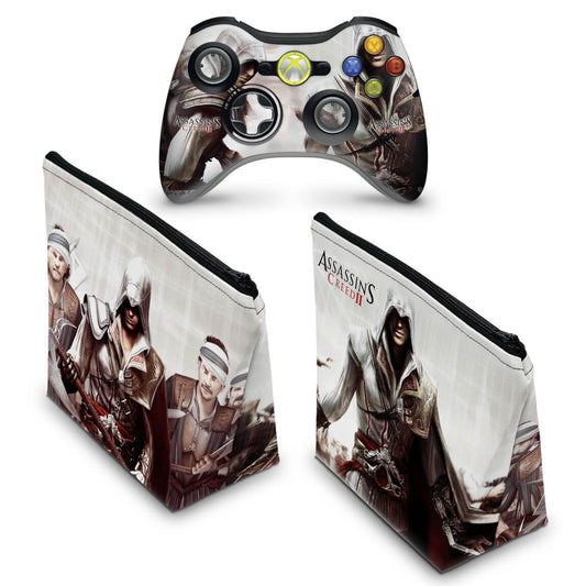 KIT Capa Case e Skin Xbox 360 Controle - Assassins Creed 2