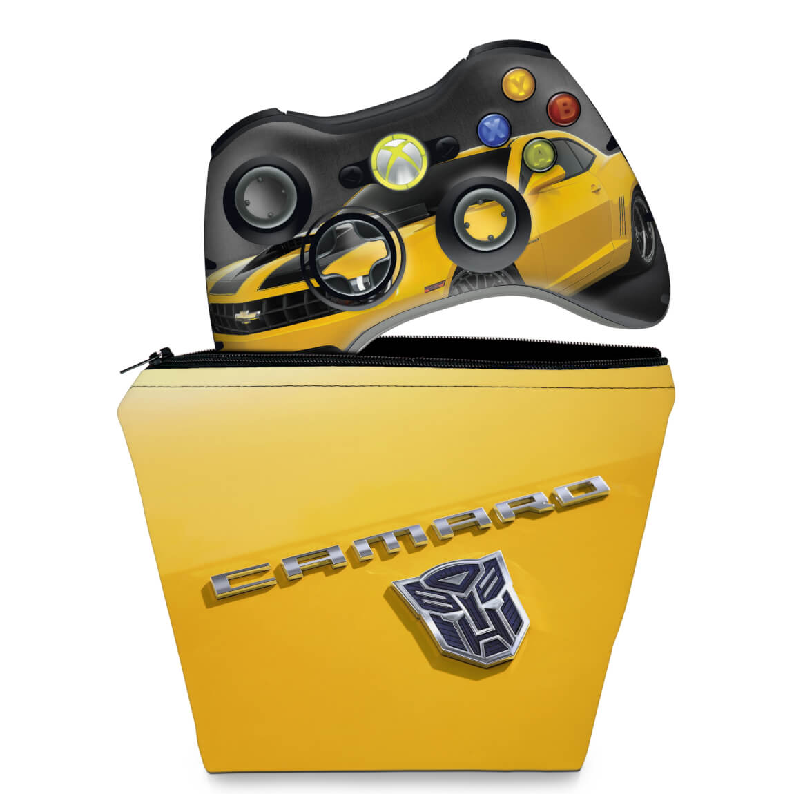 KIT Capa Case e Skin Anti-Rage Xbox 360 Controle - Transformers Camaro