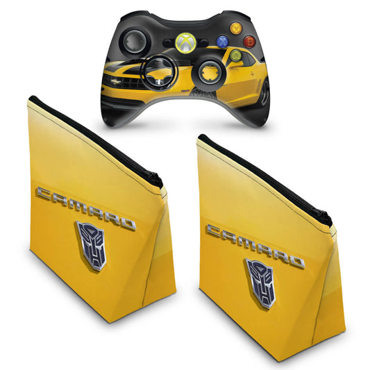 KIT Capa Case e Skin Xbox 360 Controle - Transformers Camaro