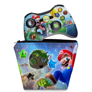 KIT Capa Case e Skin Anti-Rage Xbox 360 Controle - Super Mario - Pop Arte Skins