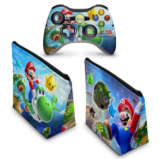 KIT Capa Case e Skin Xbox 360 Controle - Super Mario