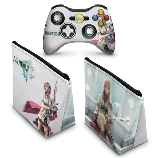 KIT Capa Case e Skin Xbox 360 Controle - Final Fantasy Xiii #a