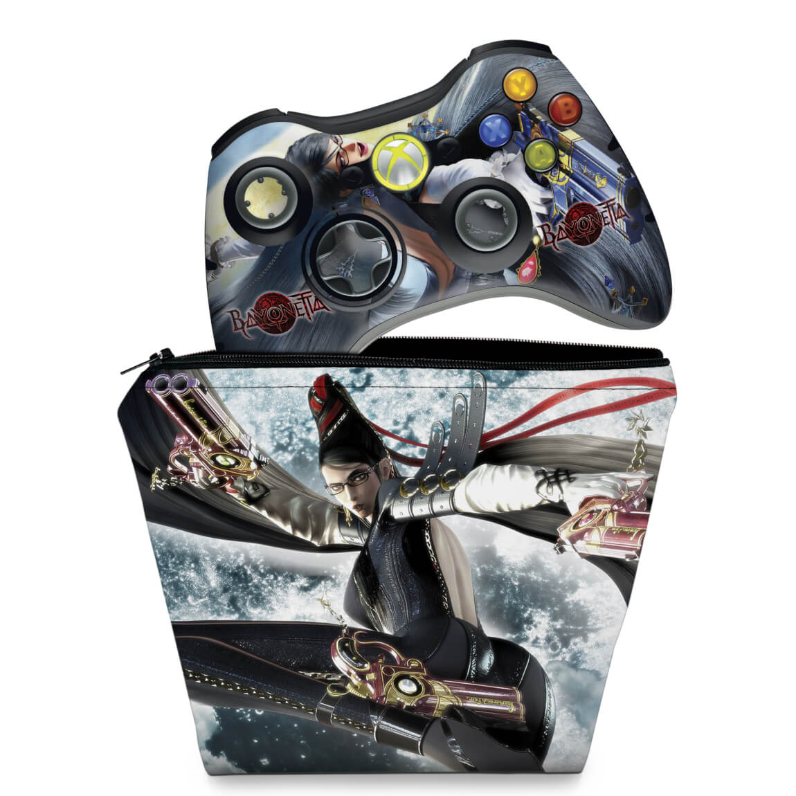 KIT Capa Case e Skin Anti-Rage Xbox 360 Controle - Bayonetta
