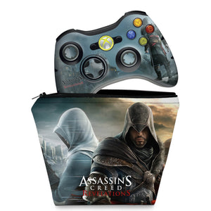 KIT Capa Case e Skin Anti-Rage Xbox 360 Controle - Assassins Creed Revelations - Pop Arte Skins