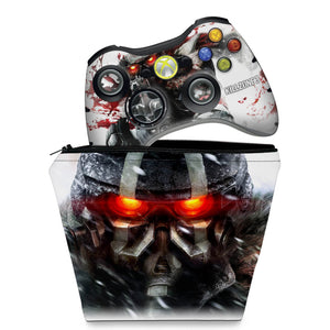 KIT Capa Case e Skin Anti-Rage Xbox 360 Controle - Killzone 3 - Pop Arte Skins