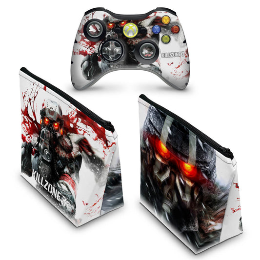 KIT Capa Case e Skin Xbox 360 Controle - Killzone 3
