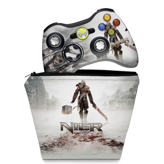 KIT Capa Case e Skin Xbox 360 Controle - Nier