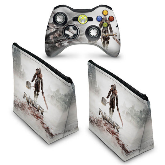 KIT Capa Case e Skin Xbox 360 Controle - Nier
