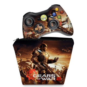 KIT Capa Case e Skin Anti-Rage Xbox 360 Controle - Gears Of War 2 - Pop Arte Skins