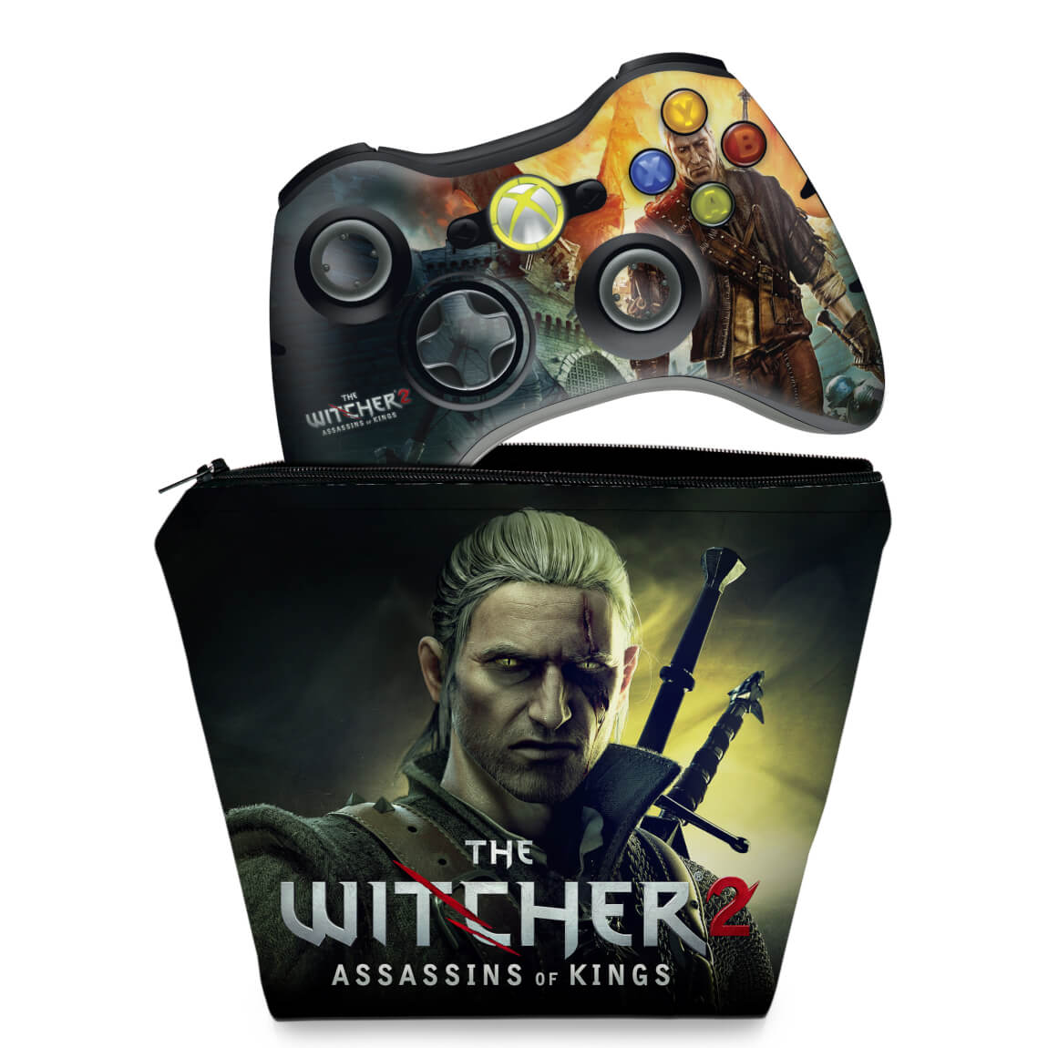 KIT Capa Case e Skin Anti-Rage Xbox 360 Controle - The Witcher 2