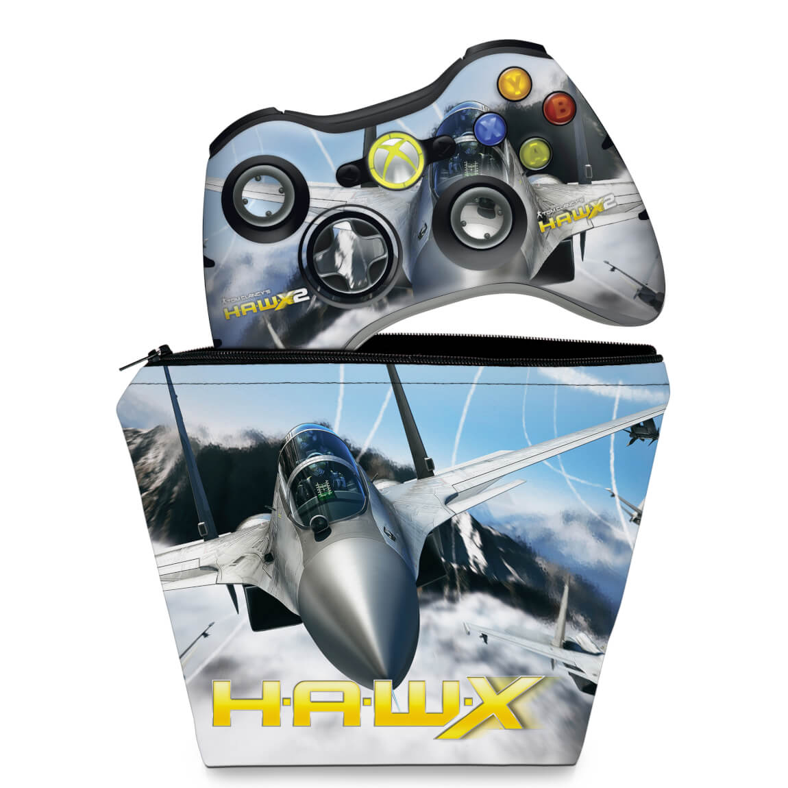 KIT Capa Case e Skin Anti-Rage Xbox 360 Controle - Tom Clancys Hawx