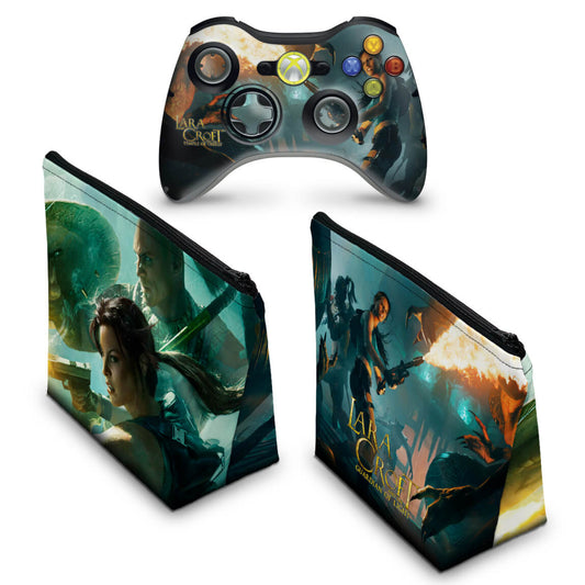 KIT Capa Case e Skin Xbox 360 Controle - Lara Croft Temple Osiris
