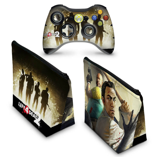 KIT Capa Case e Skin Xbox 360 Controle - Left 4 Dead 2