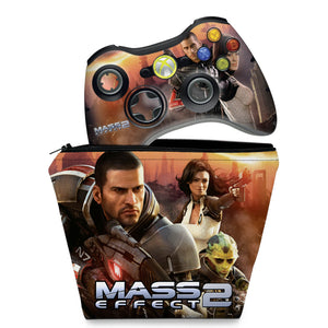 KIT Capa Case e Skin Anti-Rage Xbox 360 Controle - Mass Effect 2 - Pop Arte Skins