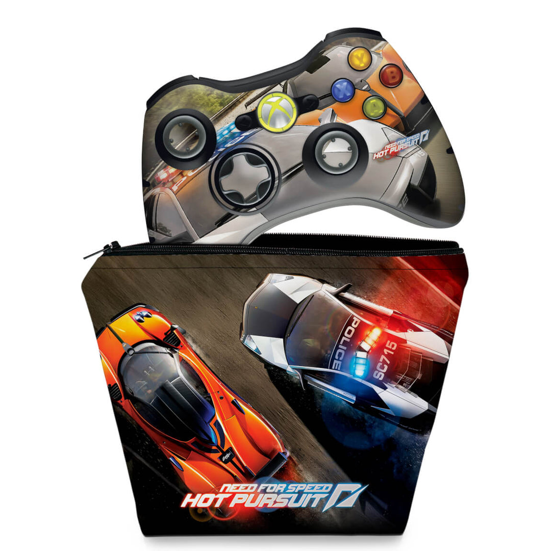 KIT Capa Case e Skin Anti-Rage Xbox 360 Controle - Need For Speed - Pop Arte Skins