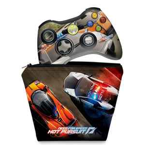 KIT Capa Case e Skin Anti-Rage Xbox 360 Controle - Need For Speed - Pop Arte Skins