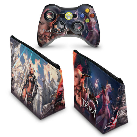 KIT Capa Case e Skin Xbox 360 Controle - Tera