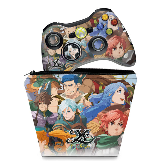 KIT Capa Case e Skin Xbox 360 Controle - Ys Seven