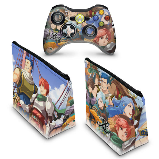 KIT Capa Case e Skin Xbox 360 Controle - Ys Seven