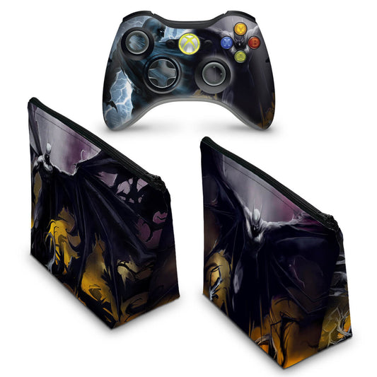 KIT Capa Case e Skin Xbox 360 Controle - Batman