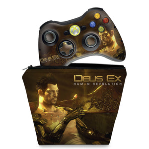 KIT Capa Case e Skin Anti-Rage Xbox 360 Controle - Deus Ex - Pop Arte Skins