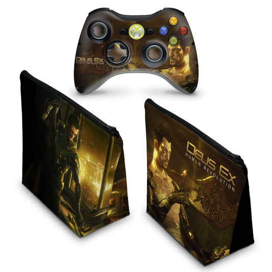 KIT Capa Case e Skin Xbox 360 Controle - Deus Ex