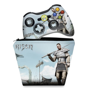 KIT Capa Case e Skin Anti-Rage Xbox 360 Controle - Risen - Pop Arte Skins