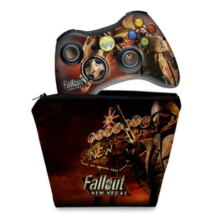 KIT Capa Case e Skin Anti-Rage Xbox 360 Controle - Fallout New Vegas - Pop Arte Skins