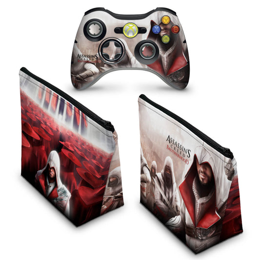KIT Capa Case e Skin Xbox 360 Controle - Assassins Creed Brotherwood #A