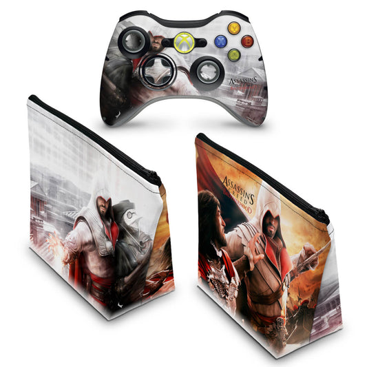 KIT Capa Case e Skin Xbox 360 Controle - Assassins Creed Brotherwood #B