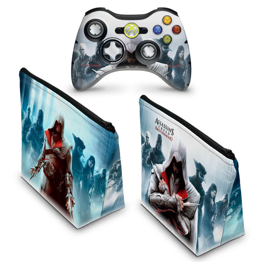 KIT Capa Case e Skin Xbox 360 Controle - Assassins Creed Brotherwood #C