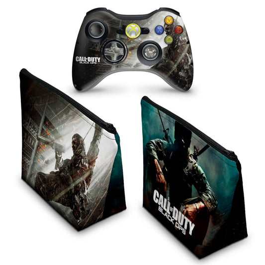 KIT Capa Case e Skin Xbox 360 Controle - Call Of Duty Black Ops