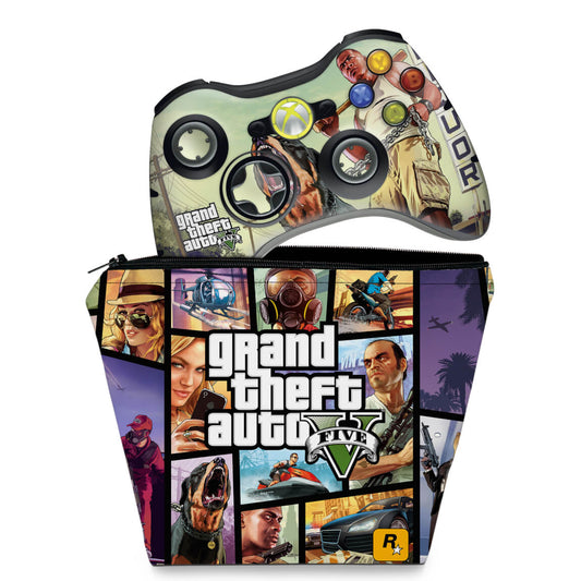 KIT Capa Case e Skin Xbox 360 Controle - Gta V