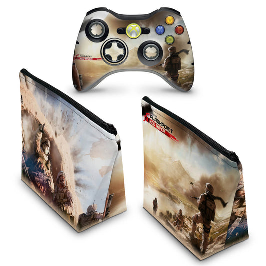 KIT Capa Case e Skin Xbox 360 Controle - Operation Flashpoint