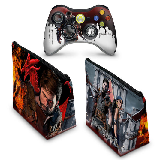 KIT Capa Case e Skin Xbox 360 Controle - Dragon Age 2