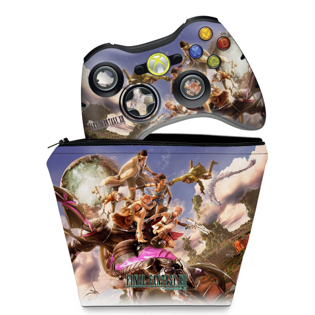 KIT Capa Case e Skin Anti-Rage Xbox 360 Controle - Final Fantasy Xiii #b - Pop Arte Skins