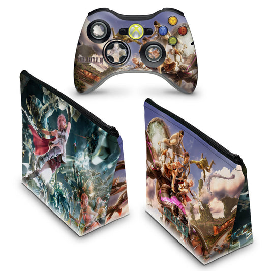 KIT Capa Case e Skin Xbox 360 Controle - Final Fantasy Xiii #b