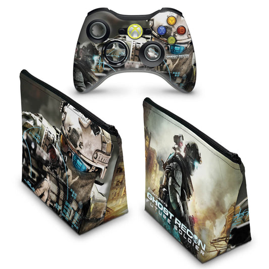 KIT Capa Case e Skin Xbox 360 Controle - Ghost Recon Future 2 Ud