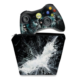 KIT Capa Case e Skin Anti-Rage Xbox 360 Controle - Batman Dark Knight - Pop Arte Skins