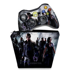 KIT Capa Case e Skin Anti-Rage Xbox 360 Controle - Resident Evil 6 - Pop Arte Skins