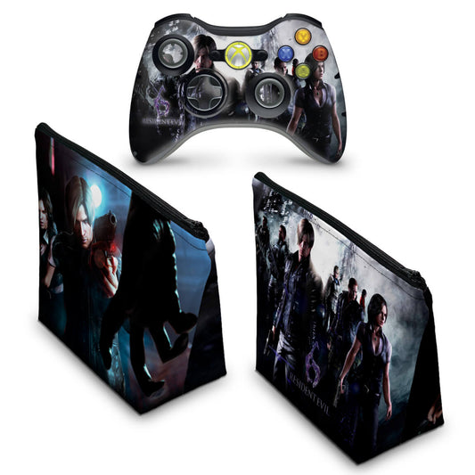 KIT Capa Case e Skin Xbox 360 Controle - Resident Evil 6