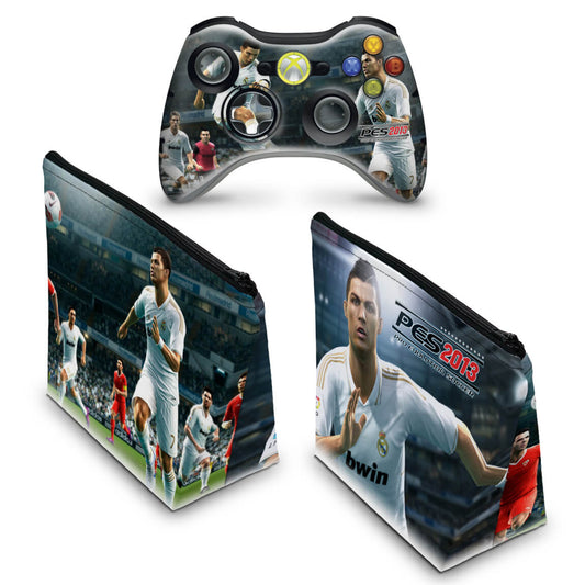 KIT Capa Case e Skin Xbox 360 Controle - Pes 2013