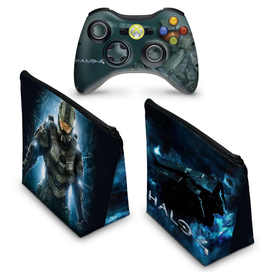 KIT Capa Case e Skin Xbox 360 Controle - Halo 4