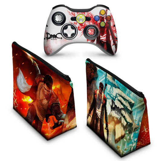 KIT Capa Case e Skin Xbox 360 Controle - Devil May Cry 5